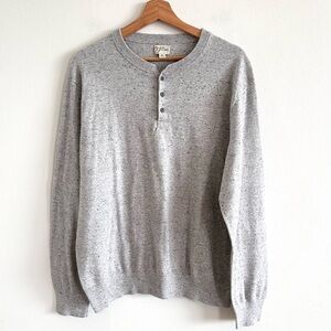 J. Crew Cotton-silk Donegal tweed light gray henley lightweight Sweater XL